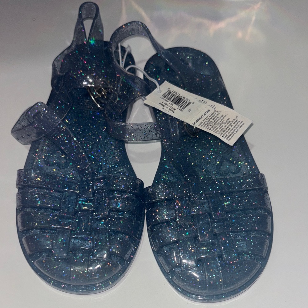 Old Navy Kids Glitter Jelly Sandals - Blue Sparkle